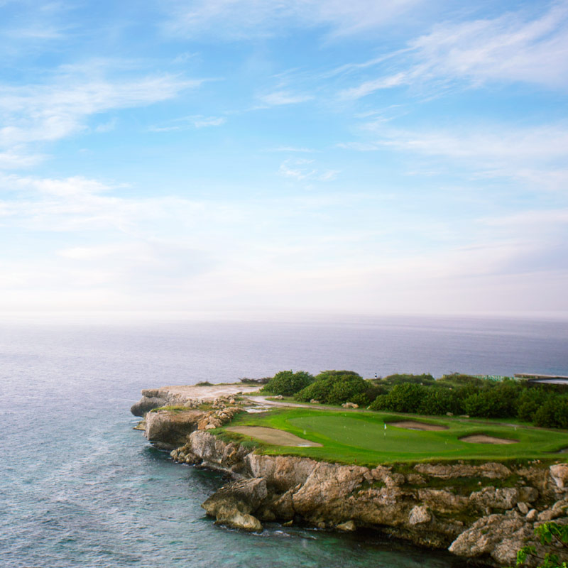 Golf course sea and sky